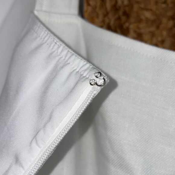 J Crew Squareneck White A-Line‎ Dress in Stretch Linen Blend Knee Length 20 - Picture 10 of 14